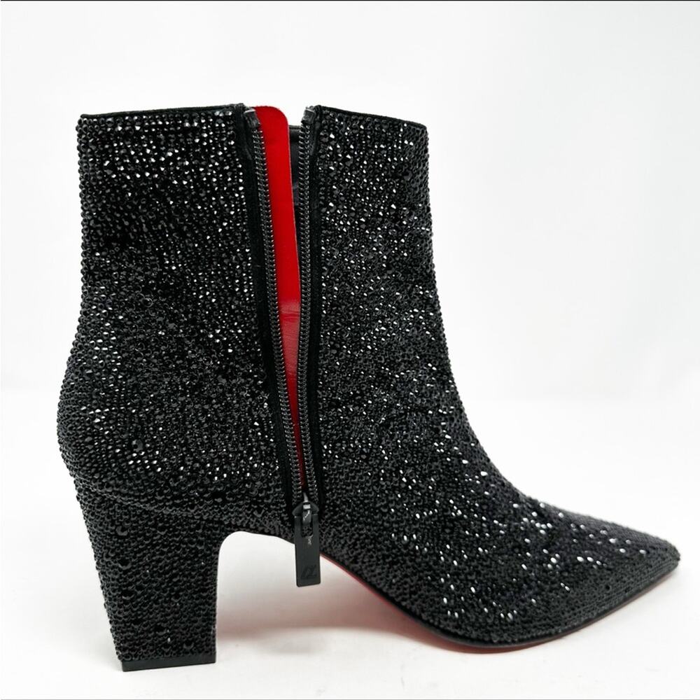Christian Louboutin Aiglissima Strass Ankle Boots Black Block Heel Womens 10.5 - Picture 9 of 13